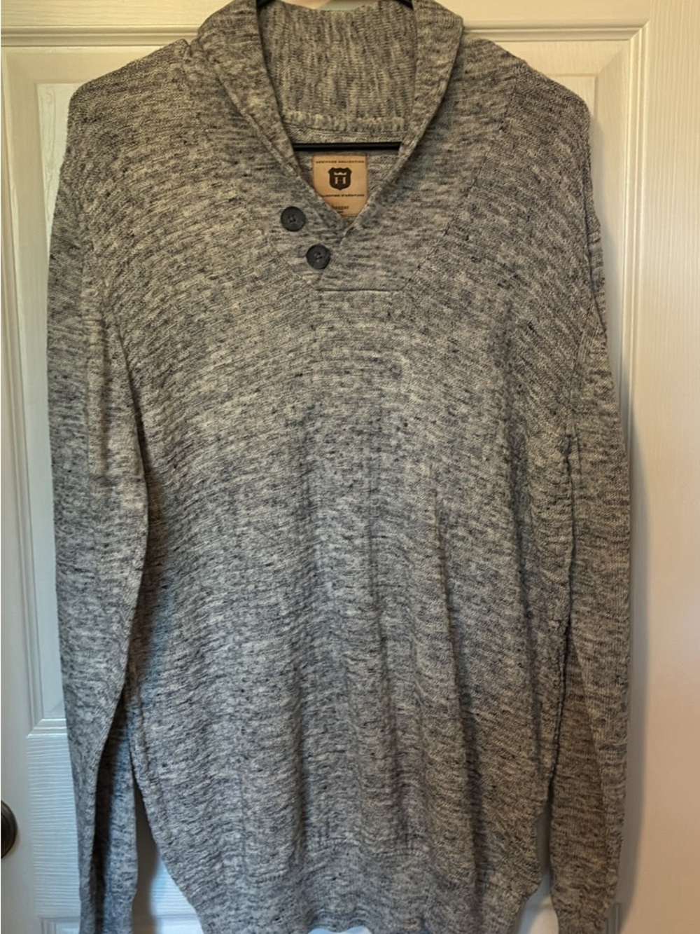 Haggar Heritage Men's V-Neck Shawl Pullover Sweater - Heather Gray